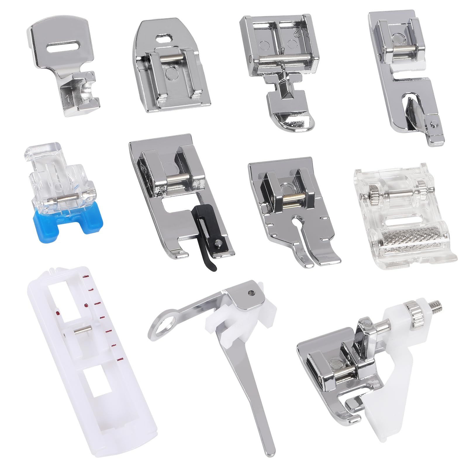 11Pcs Presser Feet Sewing Machine Foot Snap On Kit Household DIY Spare Parts Accessories for Sewing Machine Brother Singer Janome Toyota Low Shank Sewing Machine Tool