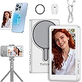 Yallcs Magnetic Vlog Selfie Monitor Screen: 1080P Back Camera Monitor for iPhone and Android with Bluetooth Remote 1800mAh Real-time Screen No Delay for Media Content Creators