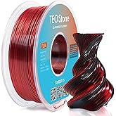TEQStone Dual Color Silk PLA Filament 1.75mm Black Red 1KG, Shiny High Gloss Finish, Seamless Color Transition, Neatly Wound, Accuracy +/-0.02mm Vacuum Packaging
