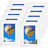FIXSMITH 5x7 Picture Frame Set of 10, White Photo Frames Bulk with HD Plexiglass, Display Pictures 4x6 with Mat or 5x7 Without Mat, Multi Picture Frames Collage for Tabletop or Wall Display