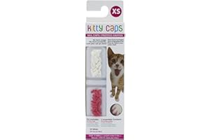 Kitty Caps Nail Caps for Cats Safe, Stylish & Humane Alternative to Declawing Covers Cat Claws, Stops Snags and Scratches, X-Small (Under 5 lbs), Pure White & Coral Red (Pack of 1)