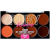Ruby Kisses Flawless Finish with 3D Contour Cream Makeup Palette &ndash; Lightweight, Multi-Palette, Contouring Foundation, Creamy, Sculpt &amp;Highlighting, Define Cheekbones (Dark Medium)