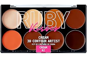 Ruby Kisses Flawless Finish with 3D Contour Cream Makeup Palette – Lightweight, Multi-Palette, Contouring Foundation, Creamy, Sculpt &Highlighting, Define Cheekbones (Dark Medium)