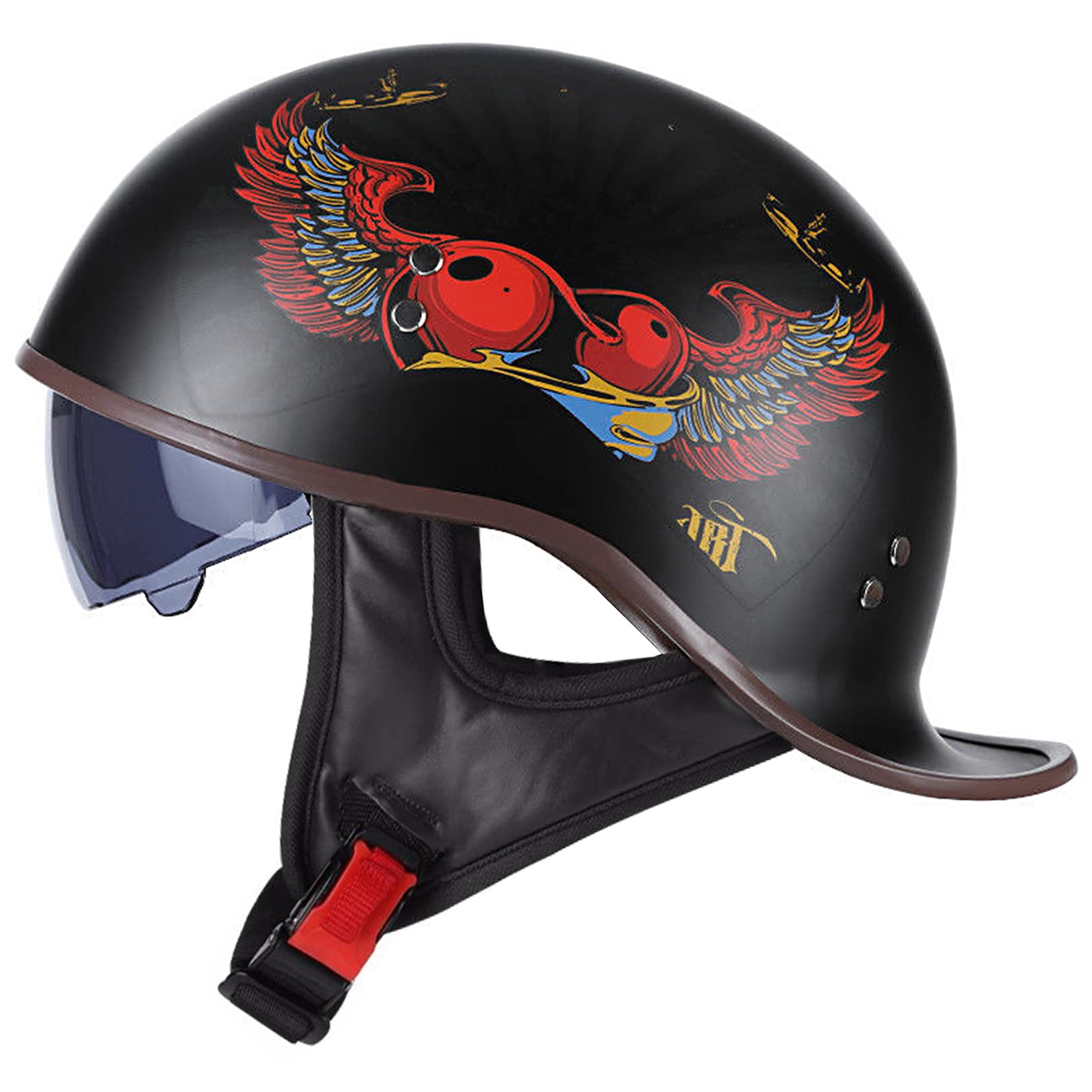 FVCNGP Motorcycle Half Helmet,Vintage Open Face