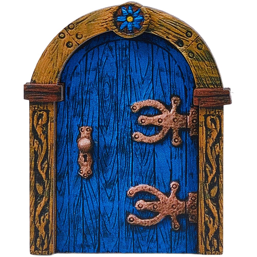 GORGECFAFT Wood Miniature Fairy Doors Wall Fairy Garden Door Accessories 3D Wooden Door Ornament Art Sculpture Decoration DIY Gnome House Indoor Mystical Garden Ornament for Tree Trunk (Royal Blue)