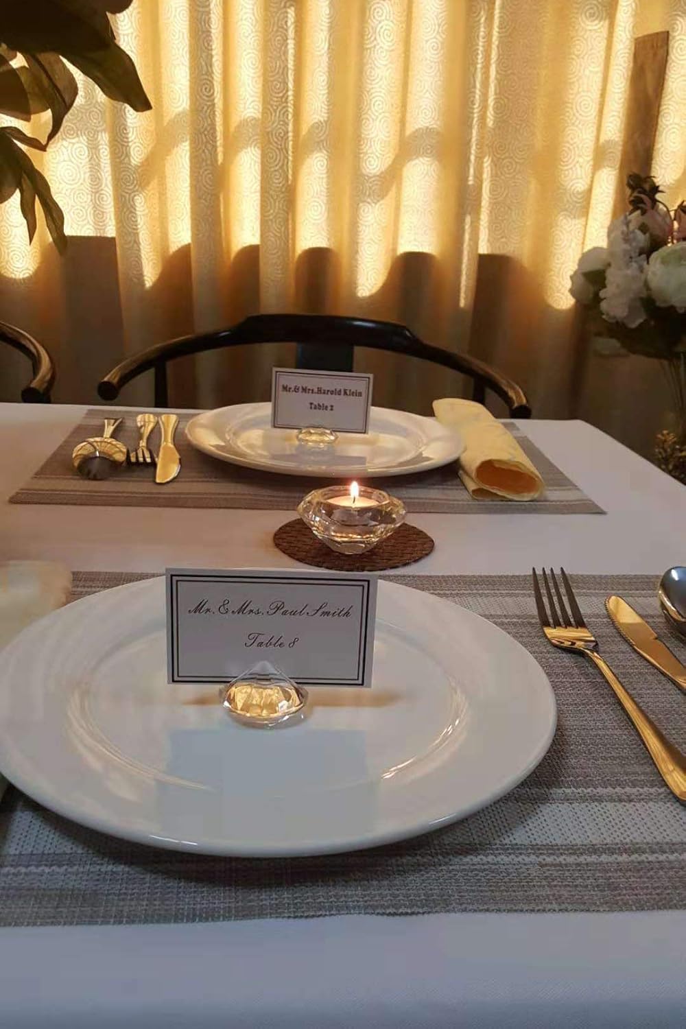 AiFanS Glass Tealight Holders Centerpiece,Crystal Candle Holders Set,Candlesticker Holder for Table(Clear,7.5cm,Set of 6): Kitchen & Dining