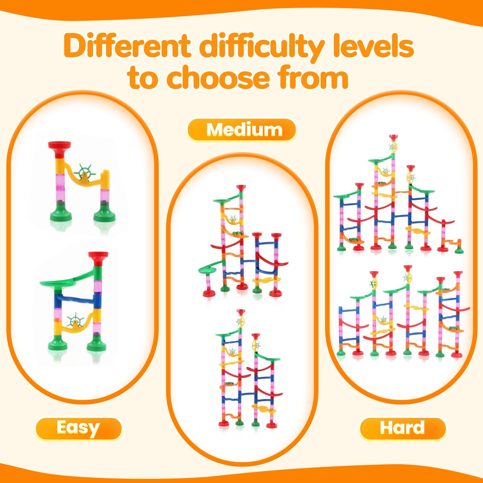 Marble Run for Kids - 133 PCS Construction Building Blocks Toys with Plastic Marbles, Maze Marble Track STEM Educational Toy, Birthday Gifts for Boys and Girls