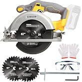 Cordless Circular Saw for De-Walt 20V Max Battery, 8000 RPM(No Battery) | Left‑Blade 6-1/2" Brushless Mini Circular Saw, 2 TCT Blades (2 x 30T), 0-45&deg; Bevel,Power Tool for Wood PVC Cutting