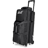 WOLT 3 Ball Bowling Bags with Wheels,Retractable Handle Extends to 38&rsquo;&rsquo; | Bowling Bags 3 Ball Roller with Separate Shoe Compartment and Accessory Pocket