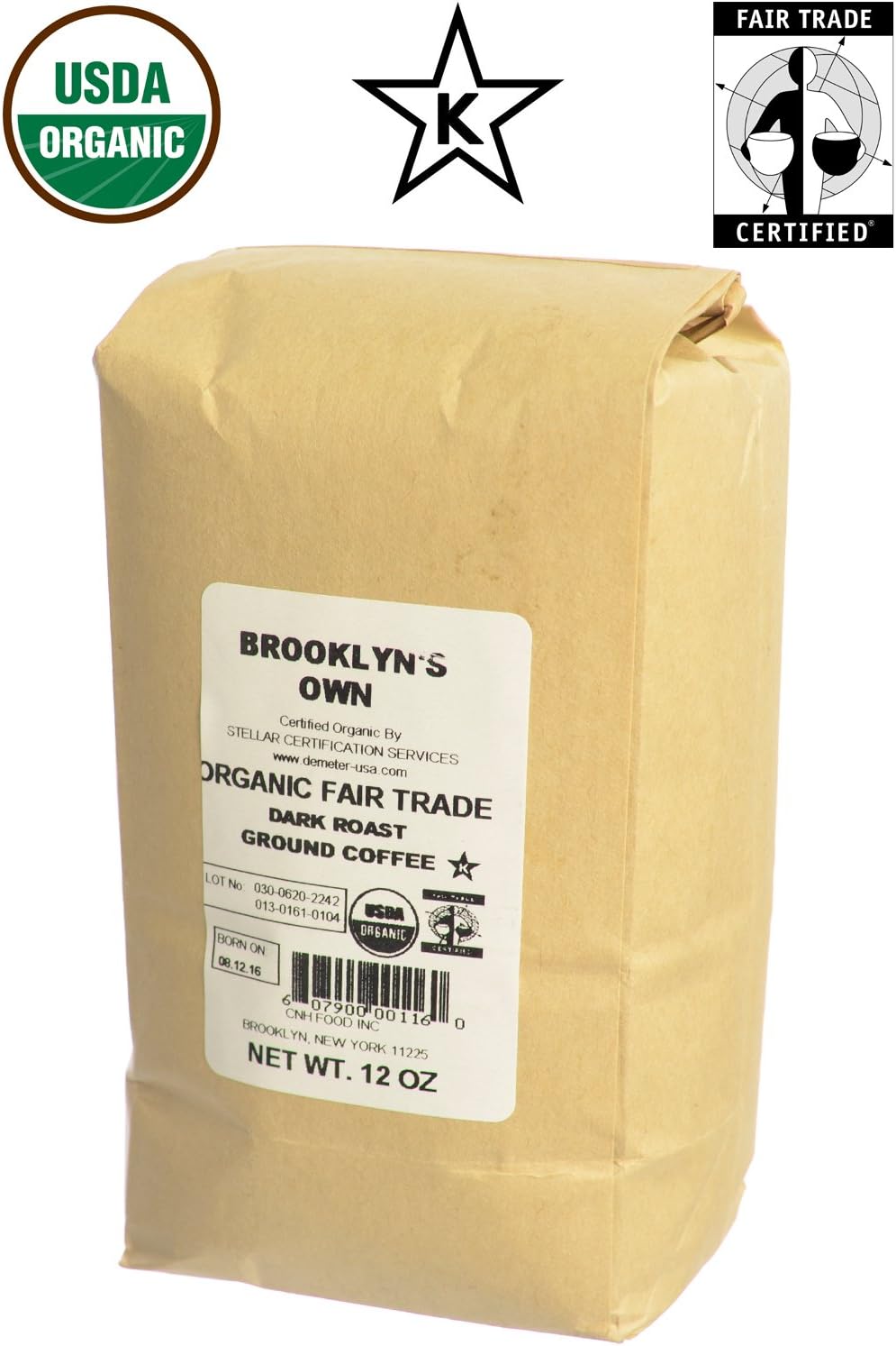 Brooklyn's Own Organic Coffee Fair-Trade Gourmet Coffee 12-Ounce Bag of Dark Roast Ground Coffee