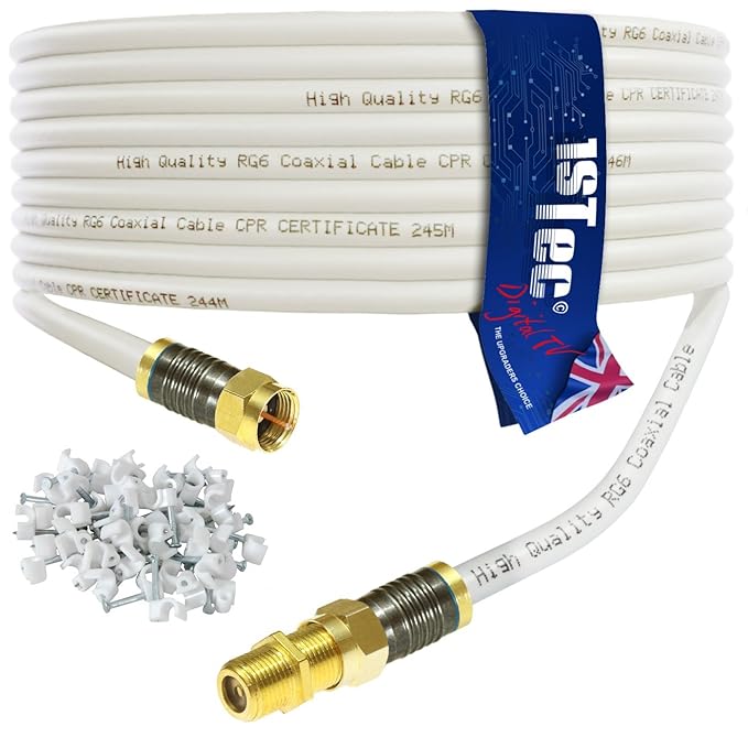 2M, WHITE 2M White Virgin Media Sky TV Broadband Extension Coax Cable