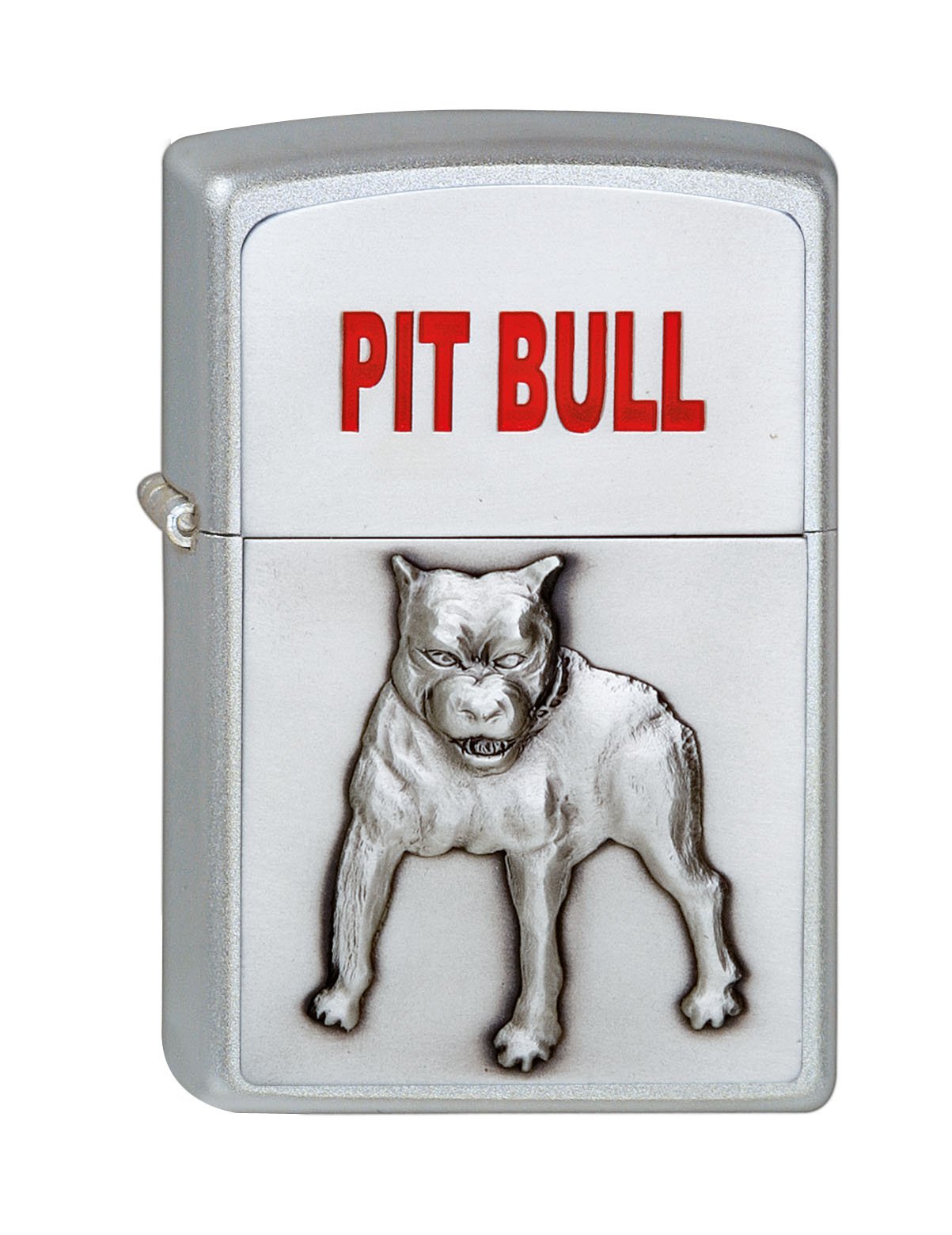 ZIPPO Unisex Adult PIT BULL EMBLEM WINDPROOF POCKET LIGHTER - CHROME,