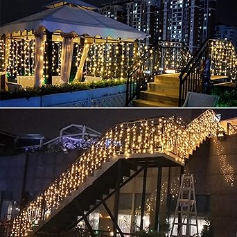 bloomwin guirnaldas cortina de luces 256 led 6m 1m 6v bajo voltaje con 8 modos luces de navidad cadena hadas interior exterior para navidad boda