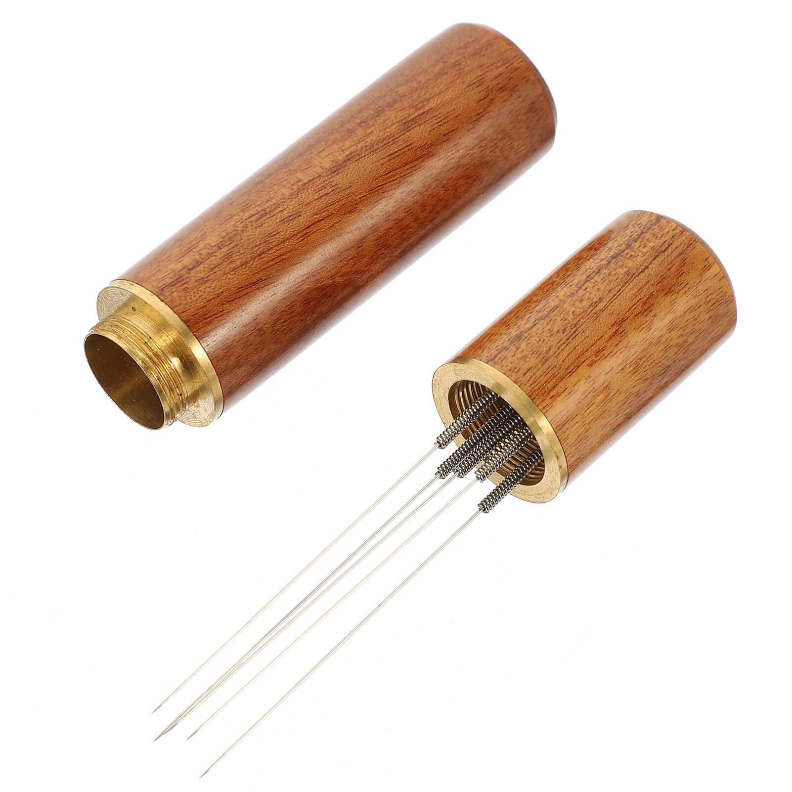 BESTonZON Espresso Coffee Stirrer Needles with Wooden Handle and Stand Portable Coffee Distribution Tool for Stirring and Easy Cleaning