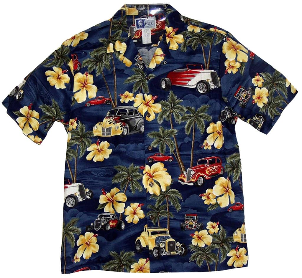 Hot Rod and Hibiscus Hawaiian Shirts Mens Hawaiian Shirts Aloha