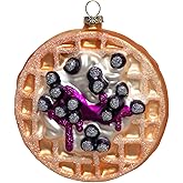 2 Count Glass Waffle Christmas Ornament, Blown Glass Waffle Ornaments for Christmas Tree