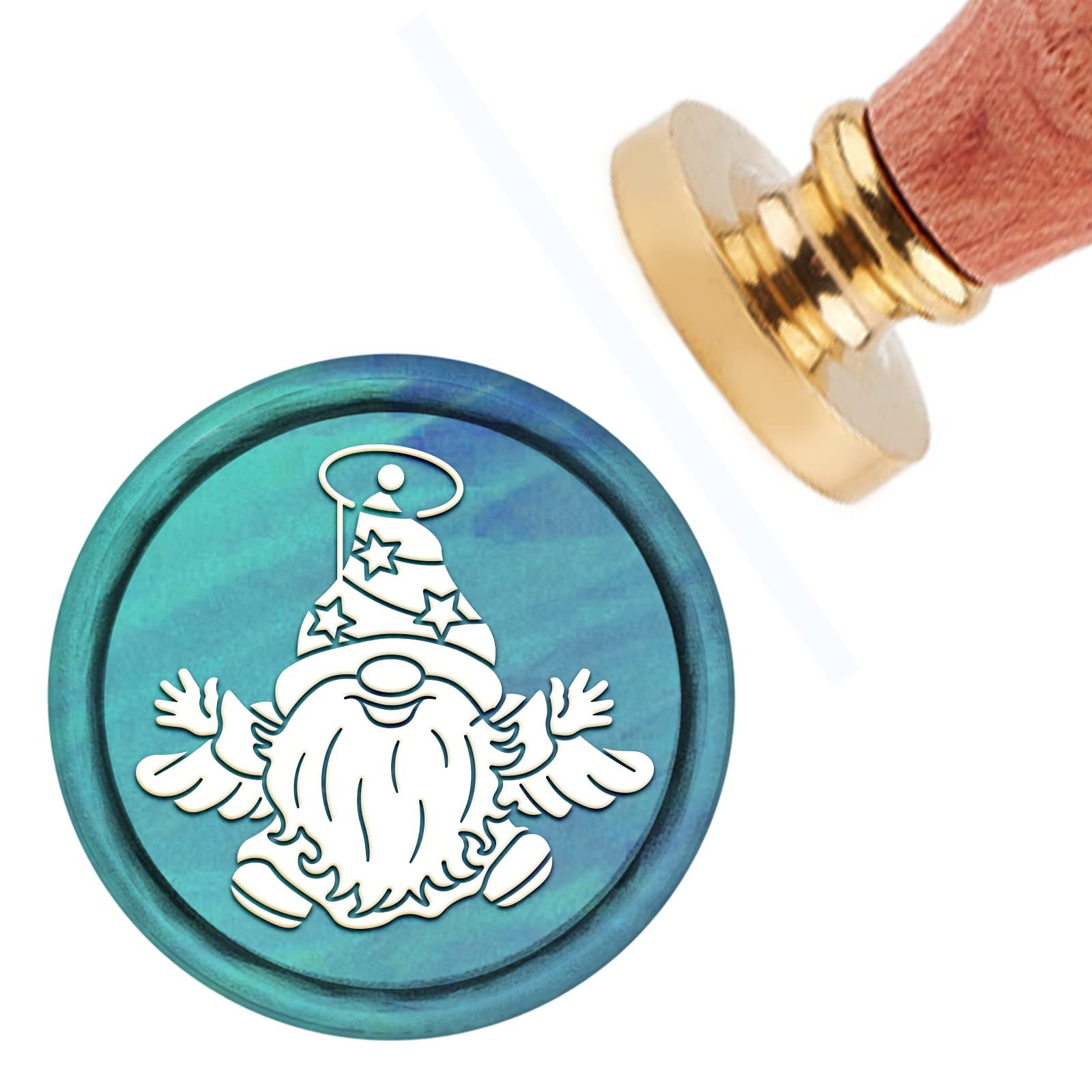 CRASPIRE Wax Seal Stamp Angel Vintage Sealing Wax Stamps Dwarf 30mm Removable Brass Head Sealing Stamp with Wooden Handle for Wedding Invitations St. Patrick'S Day Halloween Wrap