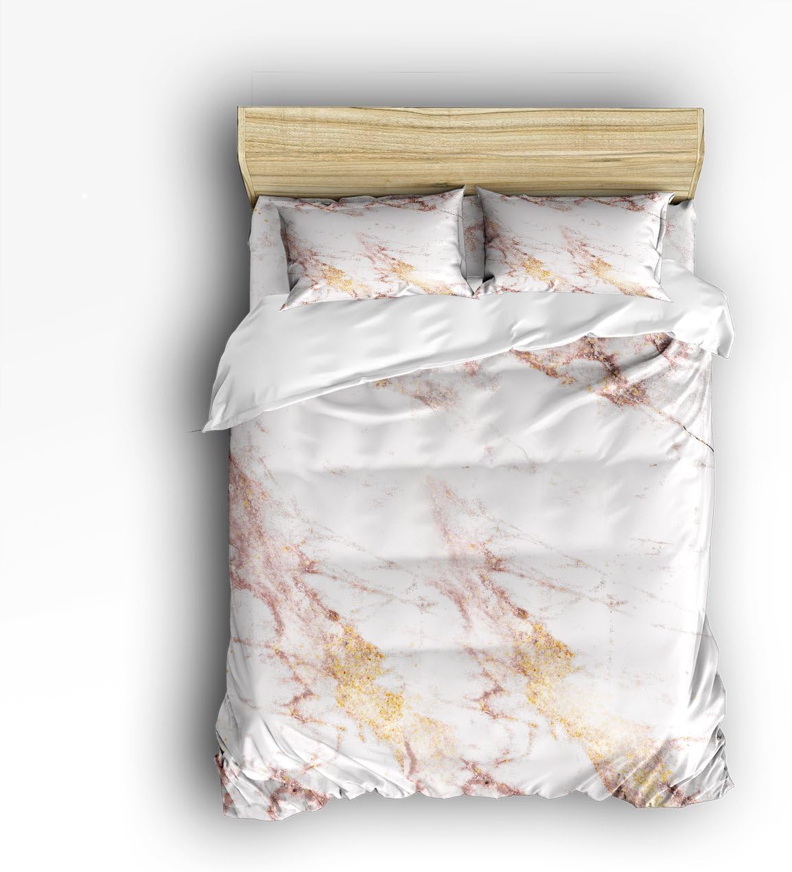 Bedding 4 Piece Bedding Sets Triangle Gold Foil Shiny Sparkle Marble Pattern Printed Duvet Cover Set 1 Flat Sheet 1 Duvet Cover and 2 Pillow Cases by YEHO Art Gallery (Full Size)