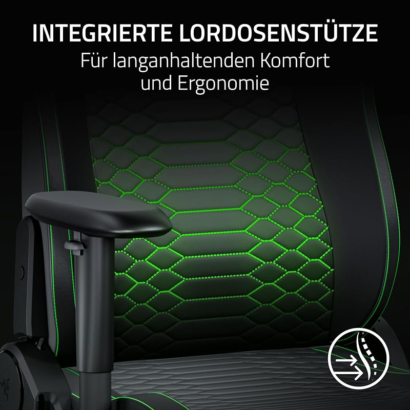 Iskur V2 X NewGen - Ergonomischer Gaming-Stuhl mit atmungsaktivem Gen-2 EPU-Leder mit Cooltouch Technologie - Integrierte Lordosenstütze - Breite Schulterbögen und Sitzfläche | Schwarz