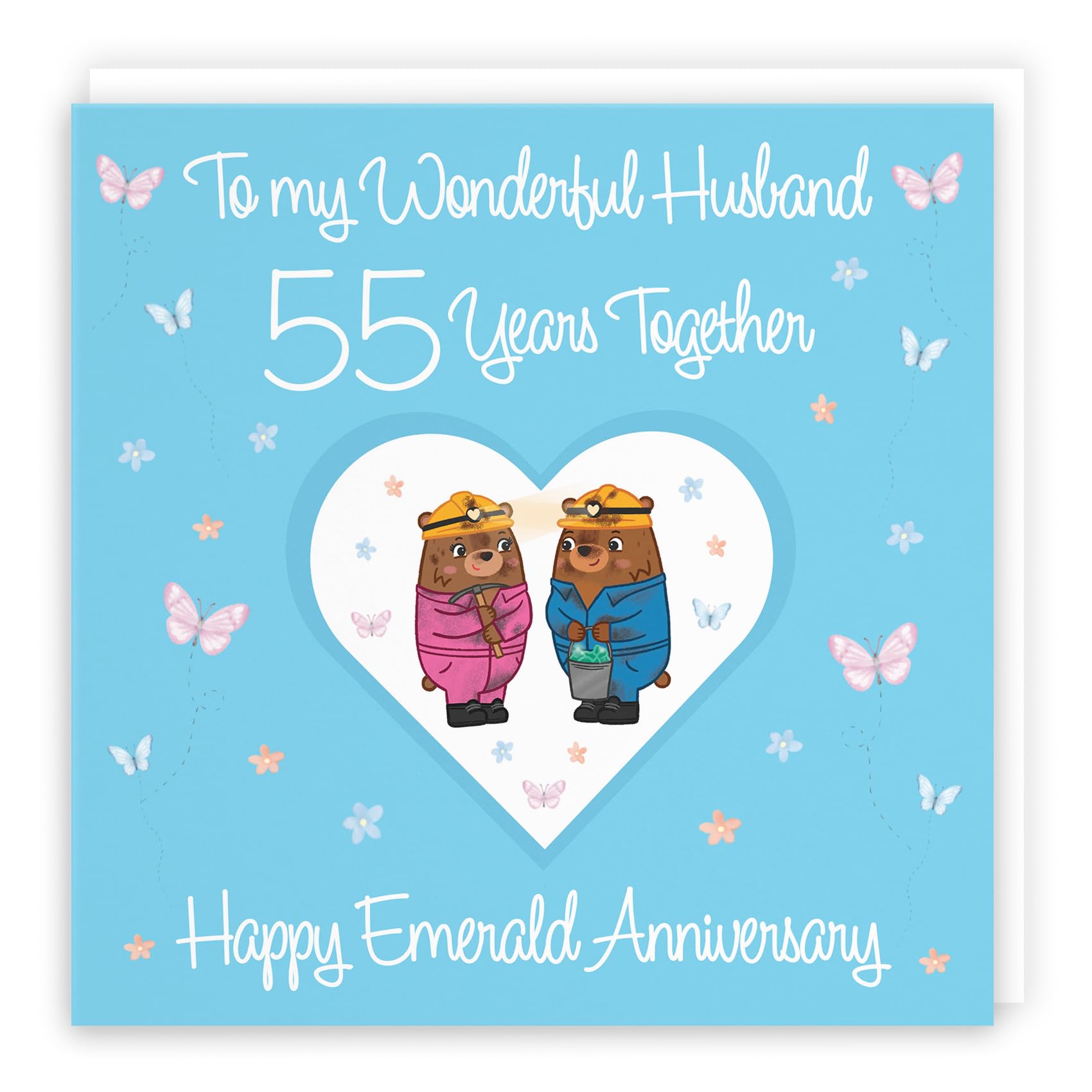 Hunts England - Husband 55th Anniversary Card - 55 Years - Emerald Anniversary - Romantic Meadows - Fun Card - 55th Anniversary Card For Husband — image 1