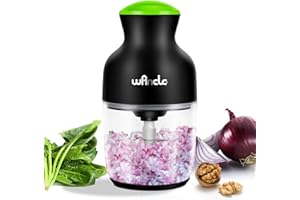Wancle Food Processors, Multi-Functional Food Chopper, Meat Grinder & Veggie Chopper, Quiet, 600ML Glass Bowl Baby Food Maker, One-Touch Operation, 350W, Three-layer Blade (Black+Green)