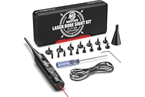 MidTen Rechargeable Bore Sight Laser for .17-12GA, Red/Green Laser Boresighter Kit with Multiple Adapters, Professional Bore Sight Kit with Rechargeable Battery and Button Switch