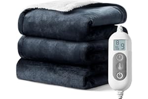 SHODU Heated Blanket,Soft Flannel Heated Throw Blanket,Fast Heating Electric Throw Blanket with 8 Heating Levels,9 Hours Auto Shut Off,Overheating Protection, Machine Washable Prefer for Home