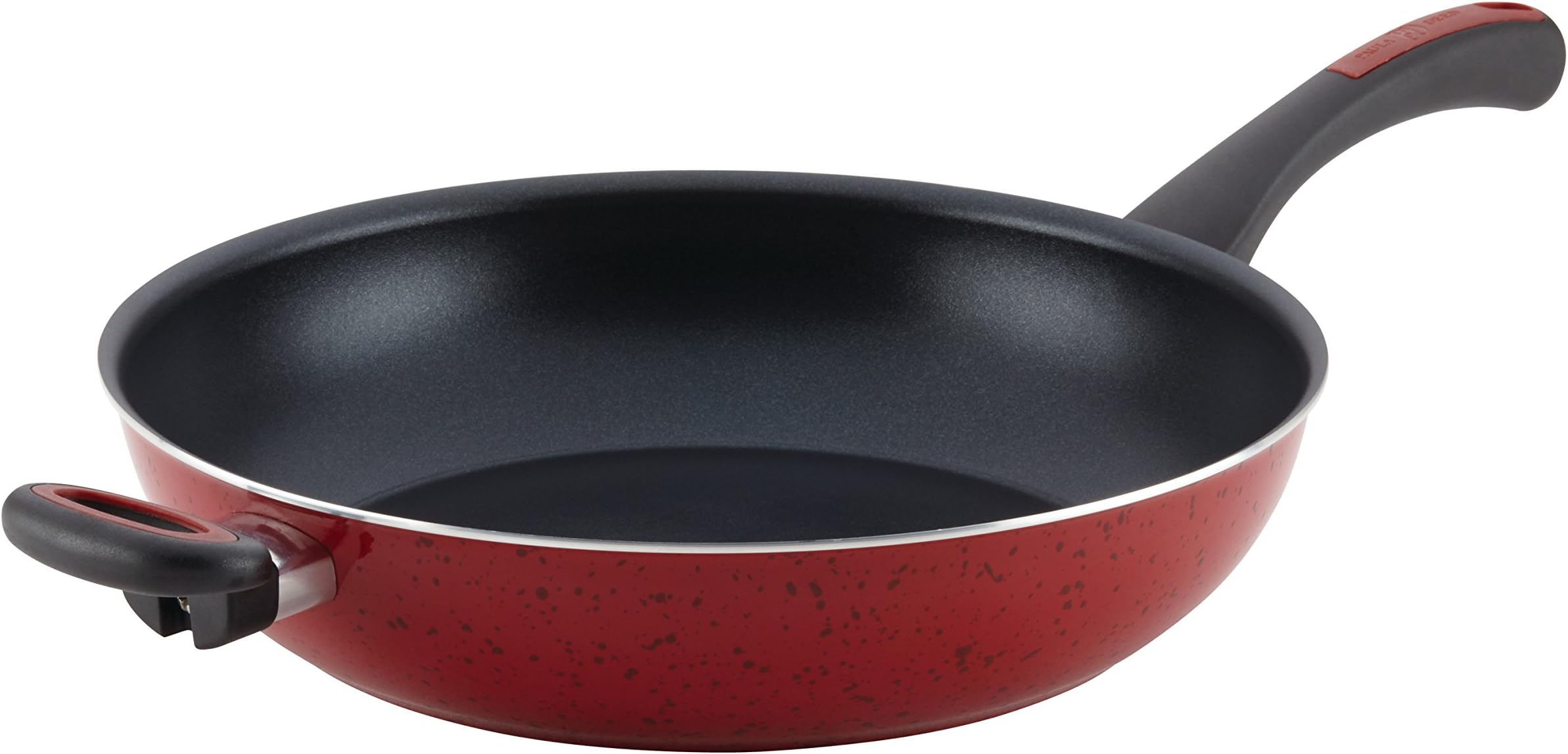 Paula Deen Riverbend Deep Nonstick Frying Pan / Fry Pan / Skillet with Helper Handle - 12.5 Inch, Red