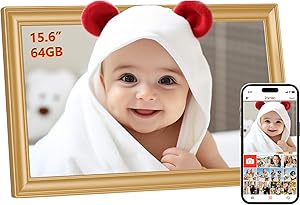 64GB FRAMEO 15,6 Zoll Digitaler Bilderrahmen - 1920 * 1080P FHD IPS Touchscreen Digitale Bilderrahmen, Auto Rotation Elektronischer Fotorahmen, Teilen Sie Fotos/Videos Sofort