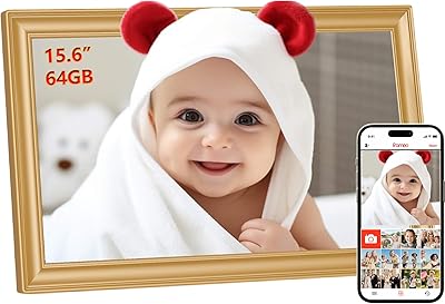 64GB FRAMEO 15,6 Zoll Digitaler Bilderrahmen - 1920 * 1080P FHD IPS Touchscreen Digitale Bilderrahmen, Auto Rotation Elektronischer Fotorahmen, Teilen Sie Fotos/Videos Sofort
