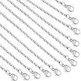 Topacket 24 Pack Necklace Chains Bulk,Stainless Steel DIY Cable Link Chains for Jewelry Making 16 Inches