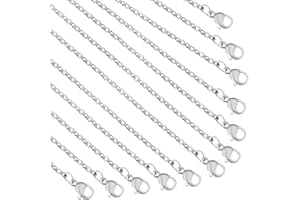 Topacket 24 Pack Necklace Chains Bulk,Stainless Steel DIY Cable Link Chains for Jewelry Making 18 Inches
