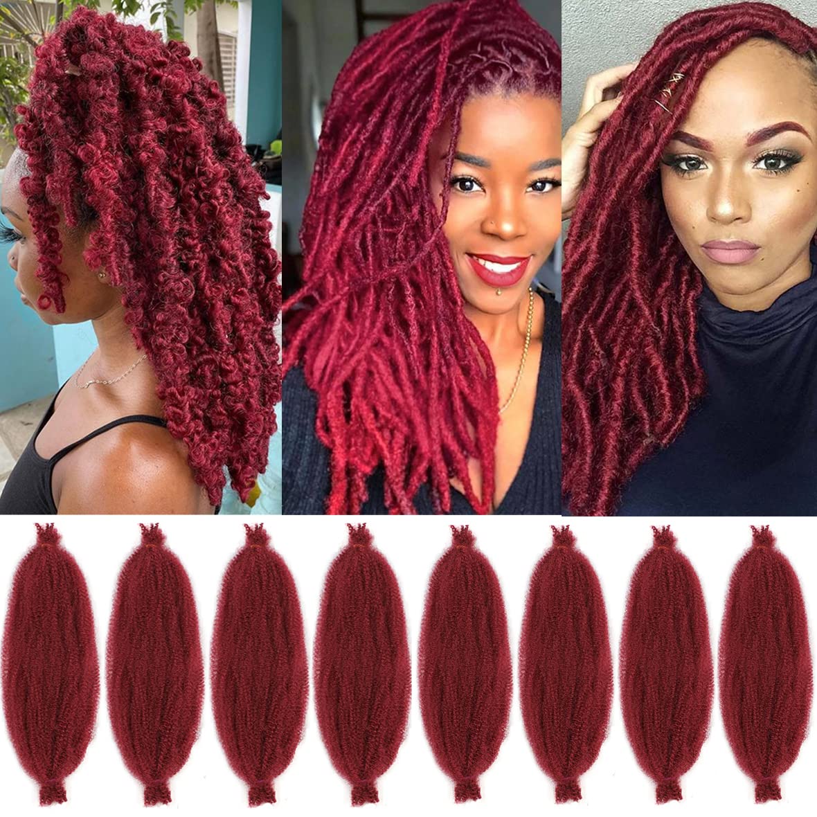 Leeven 16 Inch Pre Separated Springy Twist Hair for Afro Marley Locs 8 Packs Pre-Fluffed Popping Spring Twist Crochet Hair for Distressed Locs Afro Kinky Curly Marley Braiding Hair Extensions/BUG# — image 1