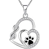 STARCHENIE Puppy Dog Necklace 925 Sterling Silver Love Heart Pendant Cat Pet Paw Print Jewelry for Women