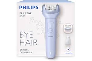 Philips Epilator Series 8000 - Cordless Wet and Dry Electric Epilator, Hair Removal for Legs and Body, with ProGuide, 3 Acces