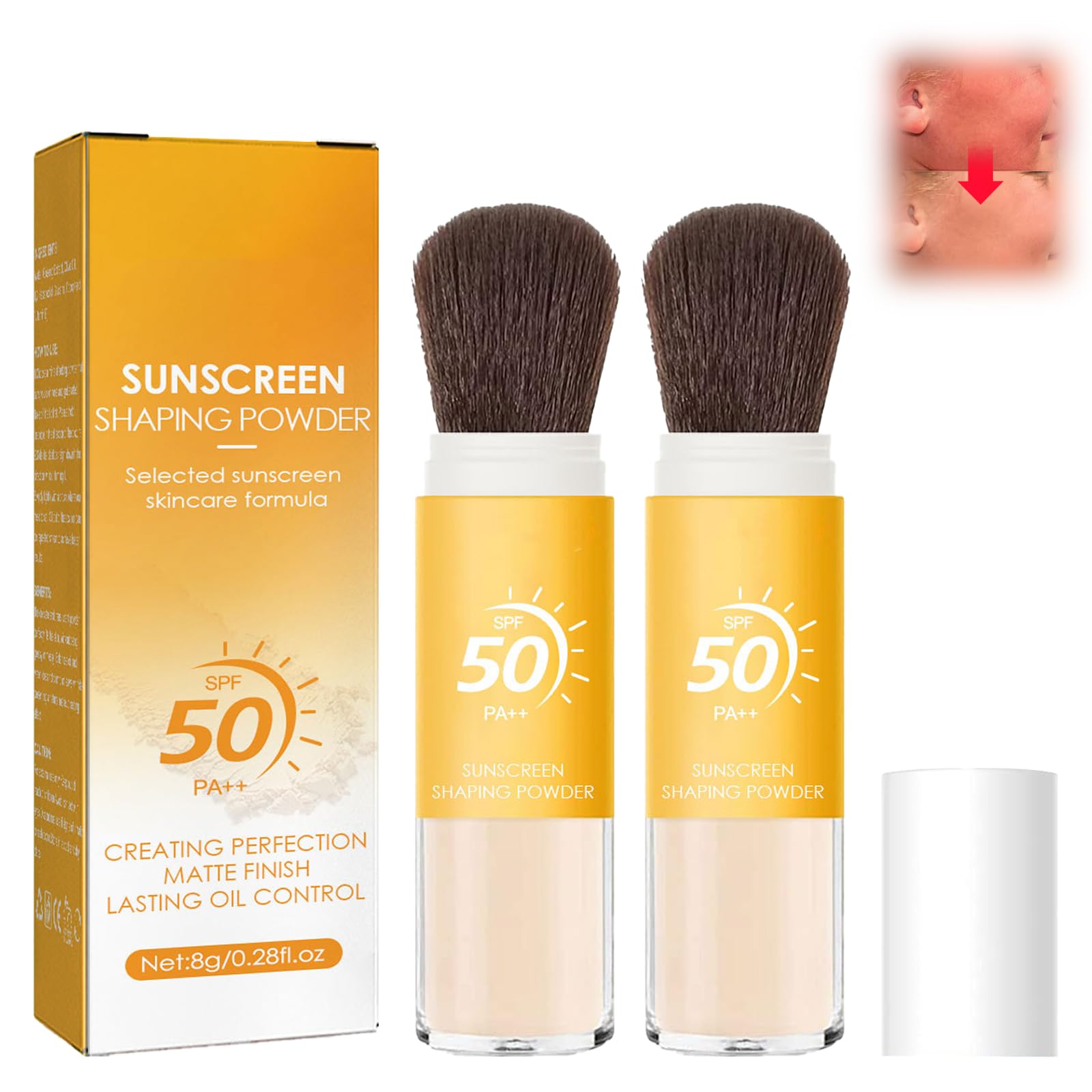 LFCFBH 2PCS SPF 50 Mineral Powder Sunscreen for Scalp, Powder for Face Oil Control, Lasting Lightweight Breathable