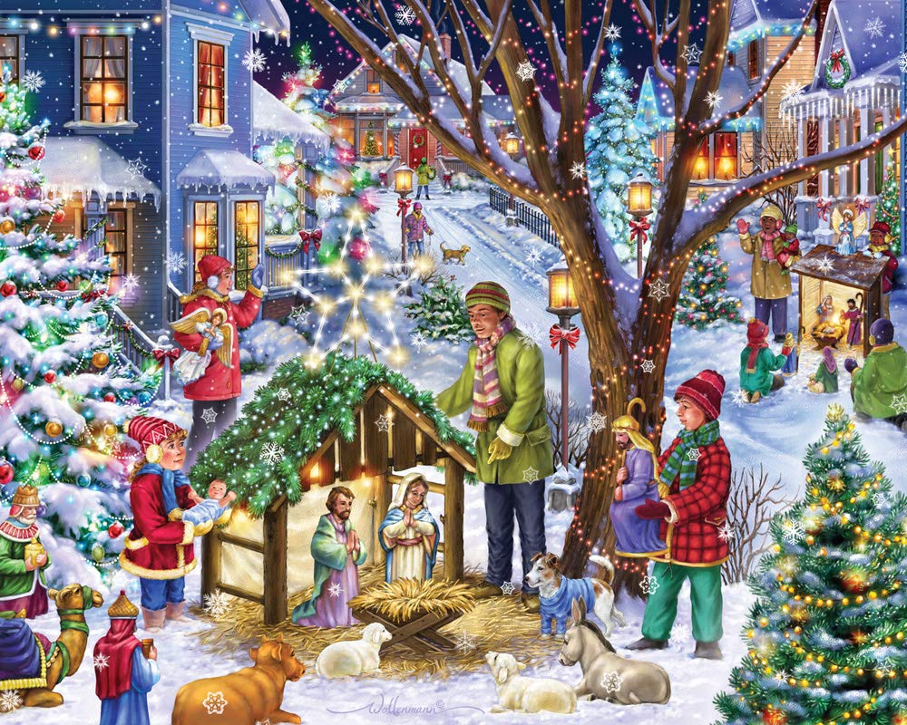 Neighborhood Nativity Jigsaw Puzzle 1000 Piece by Vermont Christmas Company