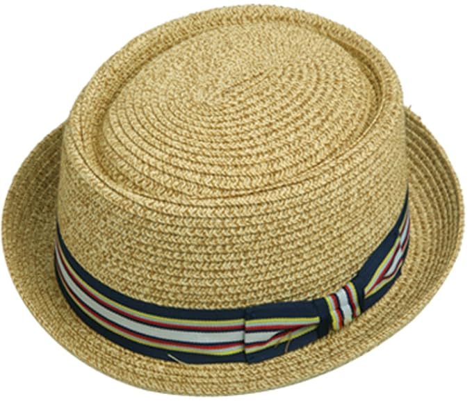 1950s Mens Hats | 50s Vintage Men&rsquo;s Hats Mens Fancy Summer Straw Pork Pie Derby Fedora Upturn Brim Hat  AT vintagedancer.com