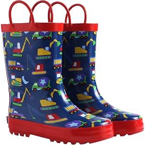 Wildkin Kids Rubber Rain Boots, Waterproof, Pull-On, Ages 3-12