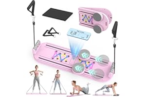 LAZOLLOA Pilates Board Pilates Reformer Set for Women, 4 in 1 Foldable Pilates Equipment with Timer, Portable Pilates Machine for Home Workout, Fitness, Exercise, Ab, Core