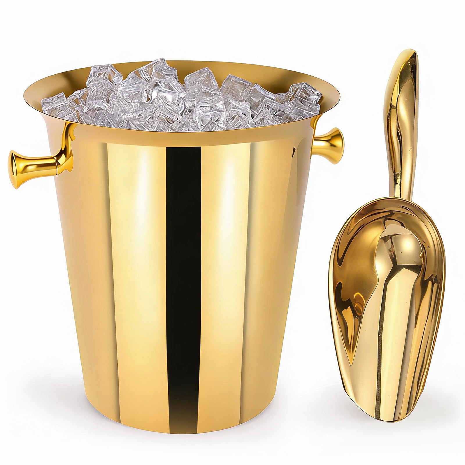 Photo 1 of 5 Liter Outdoor Gold Ice Bucket with Scoop, Stainless Steel Ice Bucket, Cocktail Bar Wine Party Beverage Cooler, Champagne Bucket?Home Bar Accessory - (Gold)