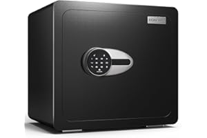 BONANO 1.6 Cub Fireproof Safe, Home Safe Box Fireproof Waterproof with Mute Function & Digital Touch Screen Keypad, Money Safe with Removable Shelf & Led Light, Wall Mounting, Safe for Home Office