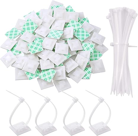 Amazon Com 150 Soportes Adhesivos Para Sujetar Cables Con Clip Multiusos 5 906 In De Largo 0 8 In De Ancho Blanco Electronics