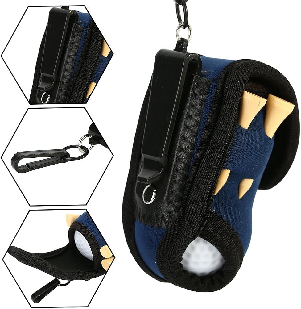 Vbestlife Golf Ball/Tee Holder, Utility Pouch Sports Golfing Accessories with 4 Tees and 2 Golf Balls (Dark Blue) : Clothing