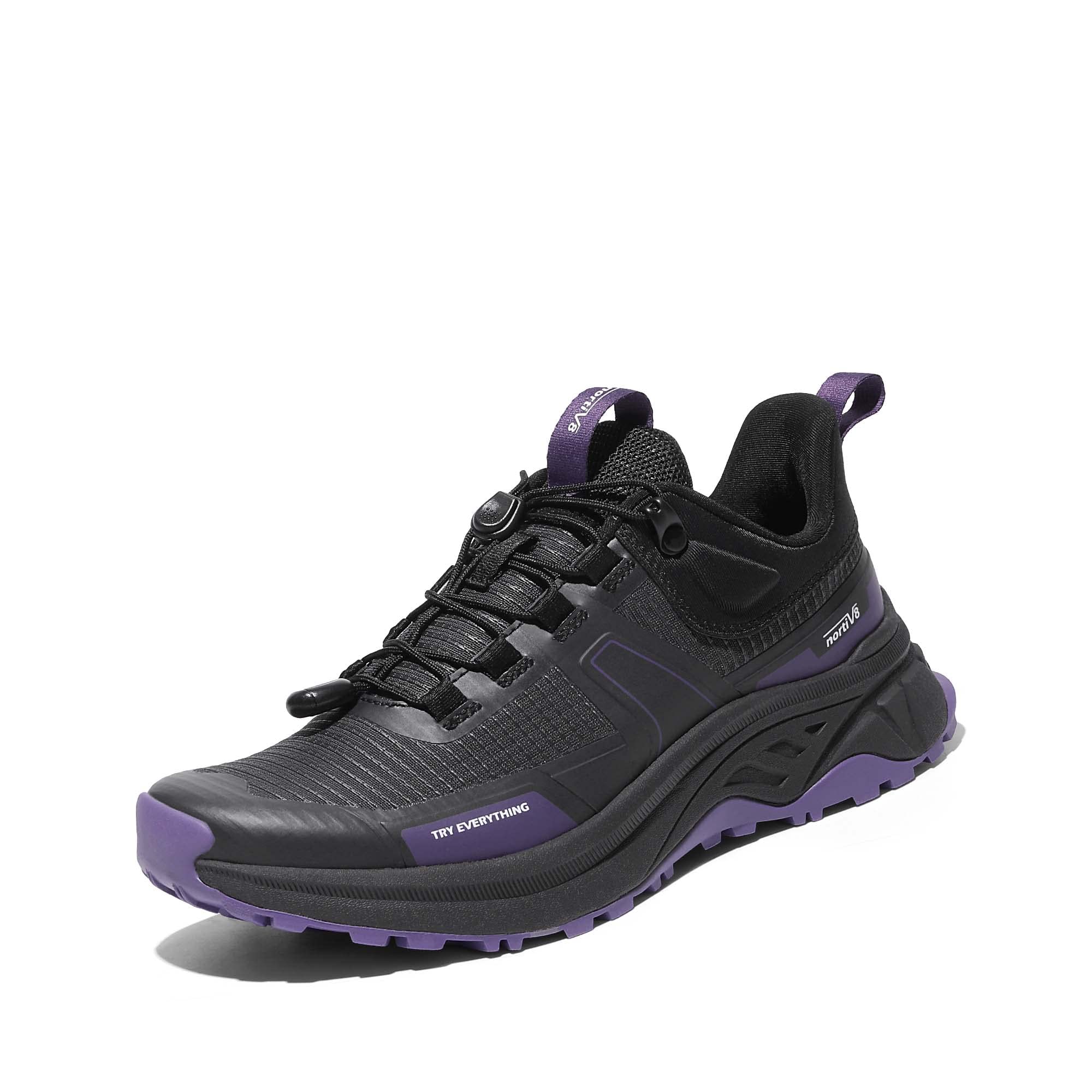 Photo 1 of **USED**
NORTIV 8 Womens Lightweight Hiking Shoes Quick Laces Outdoors Sneakers, Black Purple - 9.5 (SNHS239W)