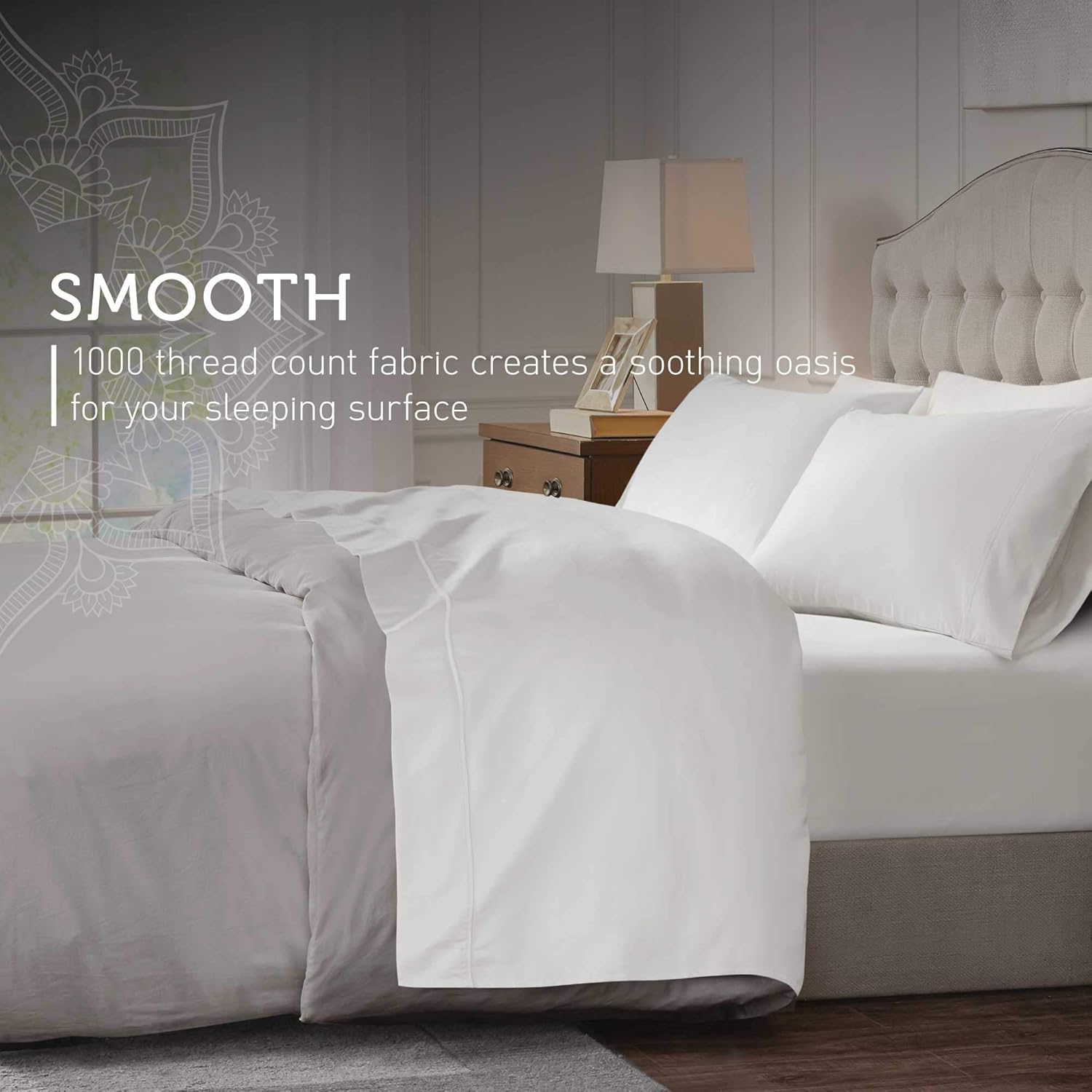 1000 Thread Count Natural White California King Sheet Sets Deep Pocket | Sateen Soft Cotton Grown in India, 4 Piece Bed Sheets - Fitted, Flat & 2 Pillow Cases - Stretch Up to 20 Inches Mattress: Kitchen & Dining