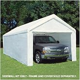 King Canopy 10ft x 20ft Canopy Enclosure Sidewall Kit w/Flaps, 2 Solid Sides, 2 Zippered Ends, 50 Ball Bungees, 180 GSM polyethylene, Fits 10ft 8in x 20ft Frames, Frame and Cover not Included, White