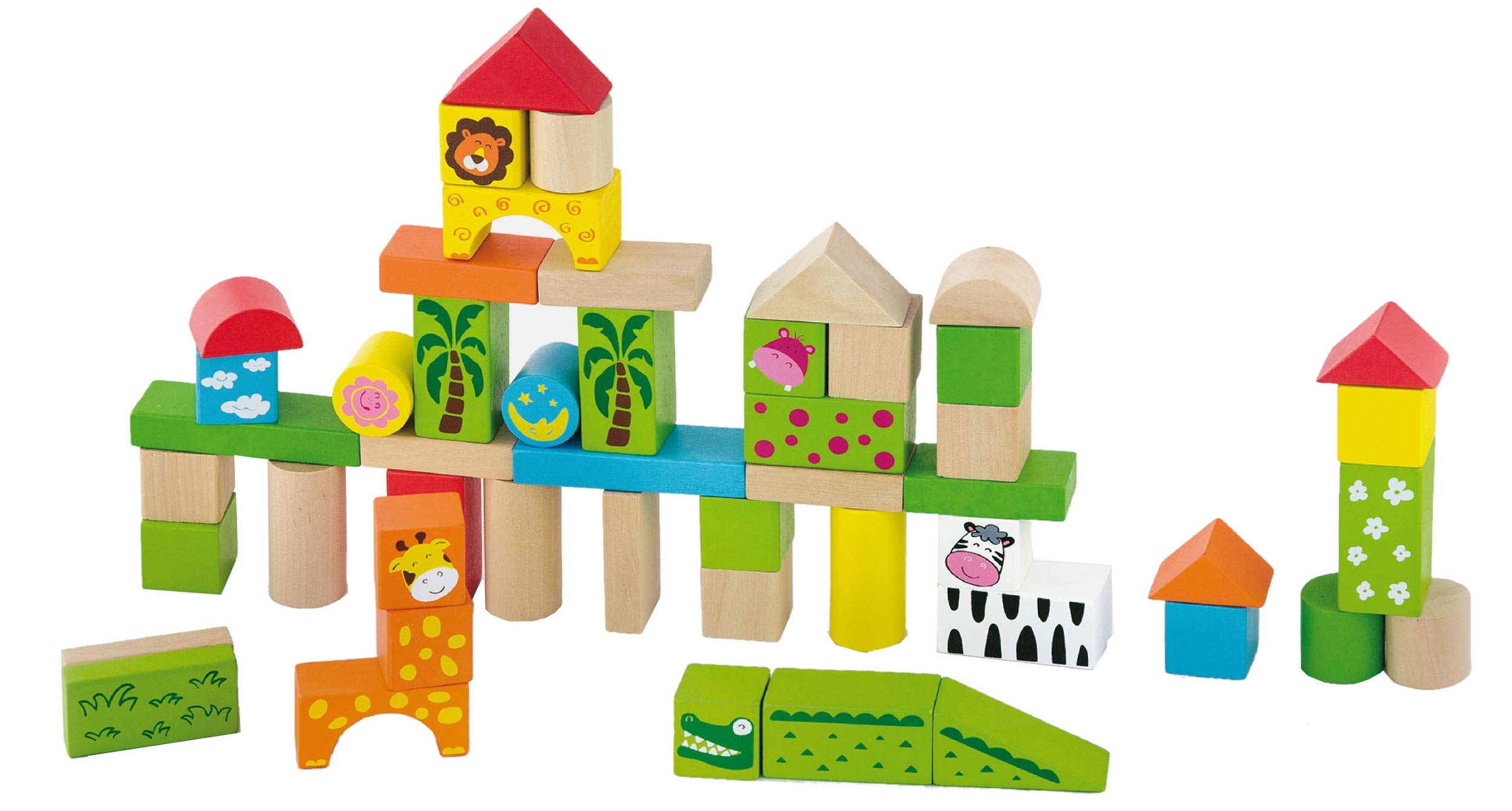 Viga Toys - 50286 - Building Blocks in a Drum - zoo - 50 pcs.