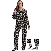 #followme Printed Microfleece Button Front PJ Pant Set with Socks