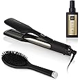 ghd Duet Style Essentials Power Trio ― Duet 2-in-1 Hot Air Hair Styler (Black), Sleek Talker Wet to Sleek Hair Styling Oil (3.2 fl. Oz.), and Oval Detangling Dressing Hair Brush (Black)